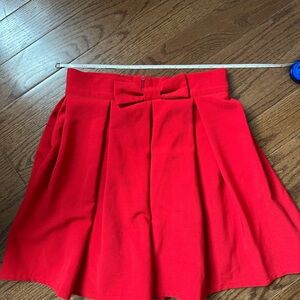 Chicwish Red Skater Mini Skirt with Tie Front
